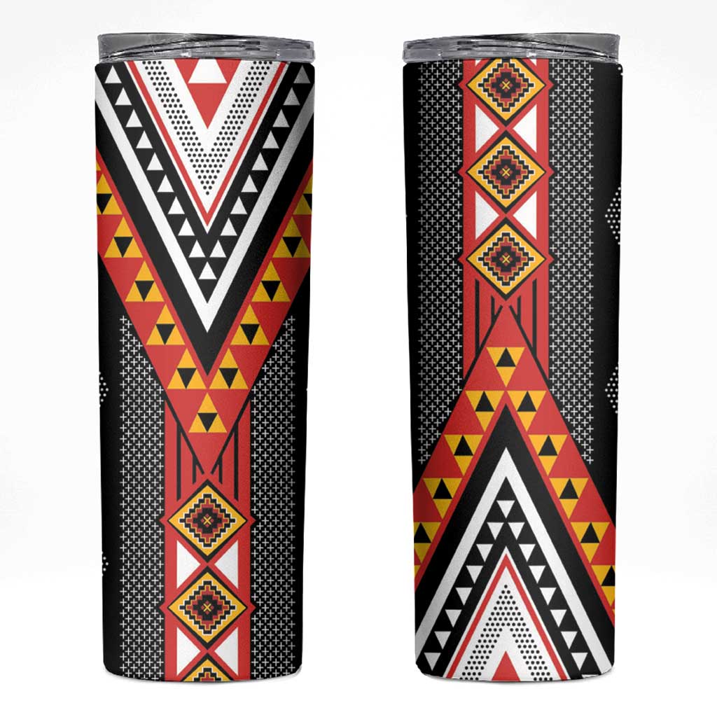 Niho Taniwha Taniko Motif Skinny Tumbler