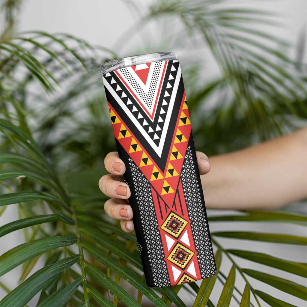 Niho Taniwha Taniko Motif Skinny Tumbler LT9 - Polynesian Pride