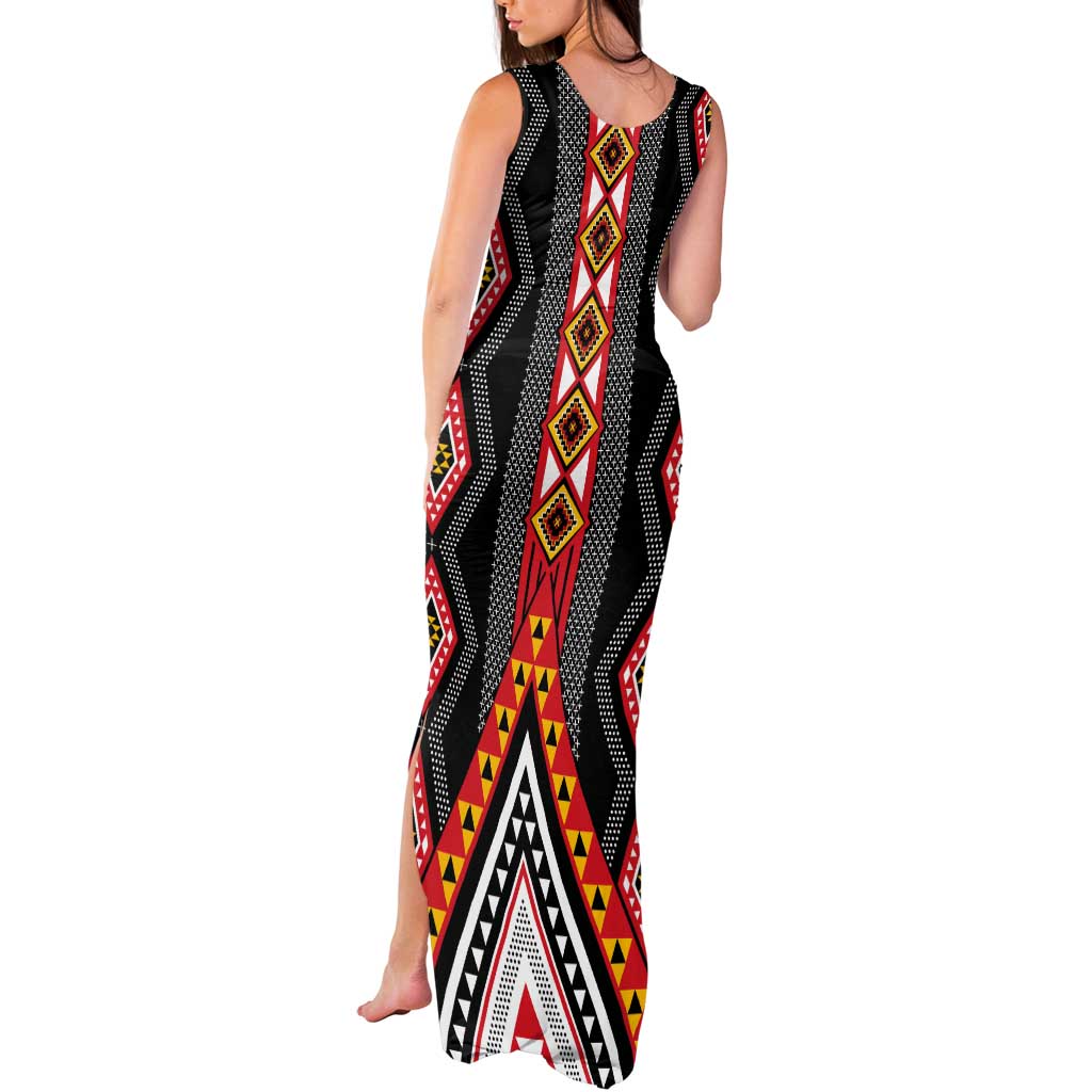 Niho Taniwha Taniko Motif Tank Maxi Dress