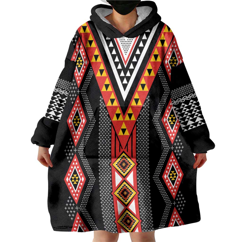 Niho Taniwha Taniko Motif Wearable Blanket Hoodie