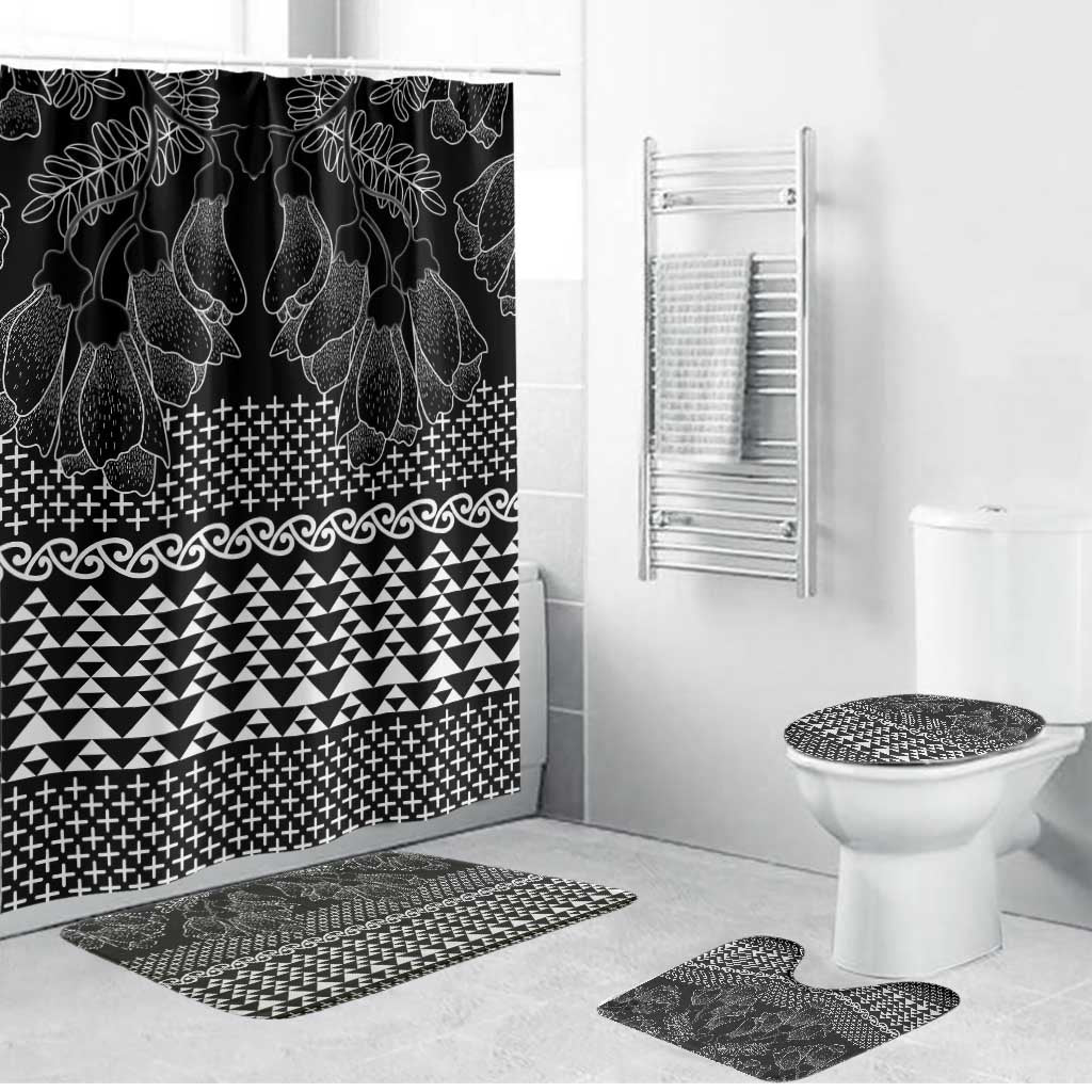 Black Taniko Kowhaiwhai Tukutuku Motif Bathroom Set - Polynesian Pride