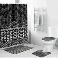 Black Taniko Kowhaiwhai Tukutuku Motif Bathroom Set - Polynesian Pride