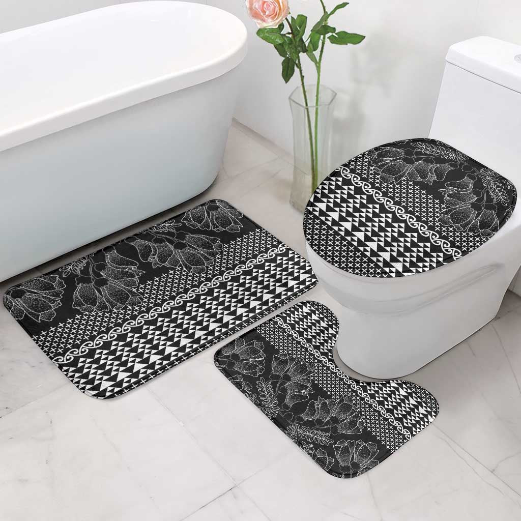 Black Taniko Kowhaiwhai Tukutuku Motif Bathroom Set - Polynesian Pride