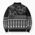 Black Taniko Kowhaiwhai Tukutuku Motif Bomber Puffer Jacket - Polynesian Pride