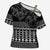 Black Taniko Kowhaiwhai Tukutuku Motif Cross Shoulder Shirt - Polynesian Pride