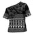 Black Taniko Kowhaiwhai Tukutuku Motif Cross Shoulder Shirt - Polynesian Pride