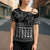 Black Taniko Kowhaiwhai Tukutuku Motif Cross Shoulder Shirt - Polynesian Pride