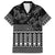 Black Taniko Kowhaiwhai Tukutuku Motif Family Matching Long Sleeve Bodycon Dress and Hawaiian Shirt