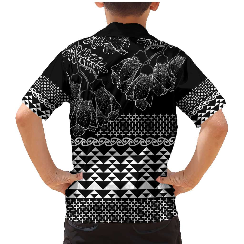 Black Taniko Kowhaiwhai Tukutuku Motif Family Matching Mermaid Dress and Hawaiian Shirt LT9 - Polynesian Pride