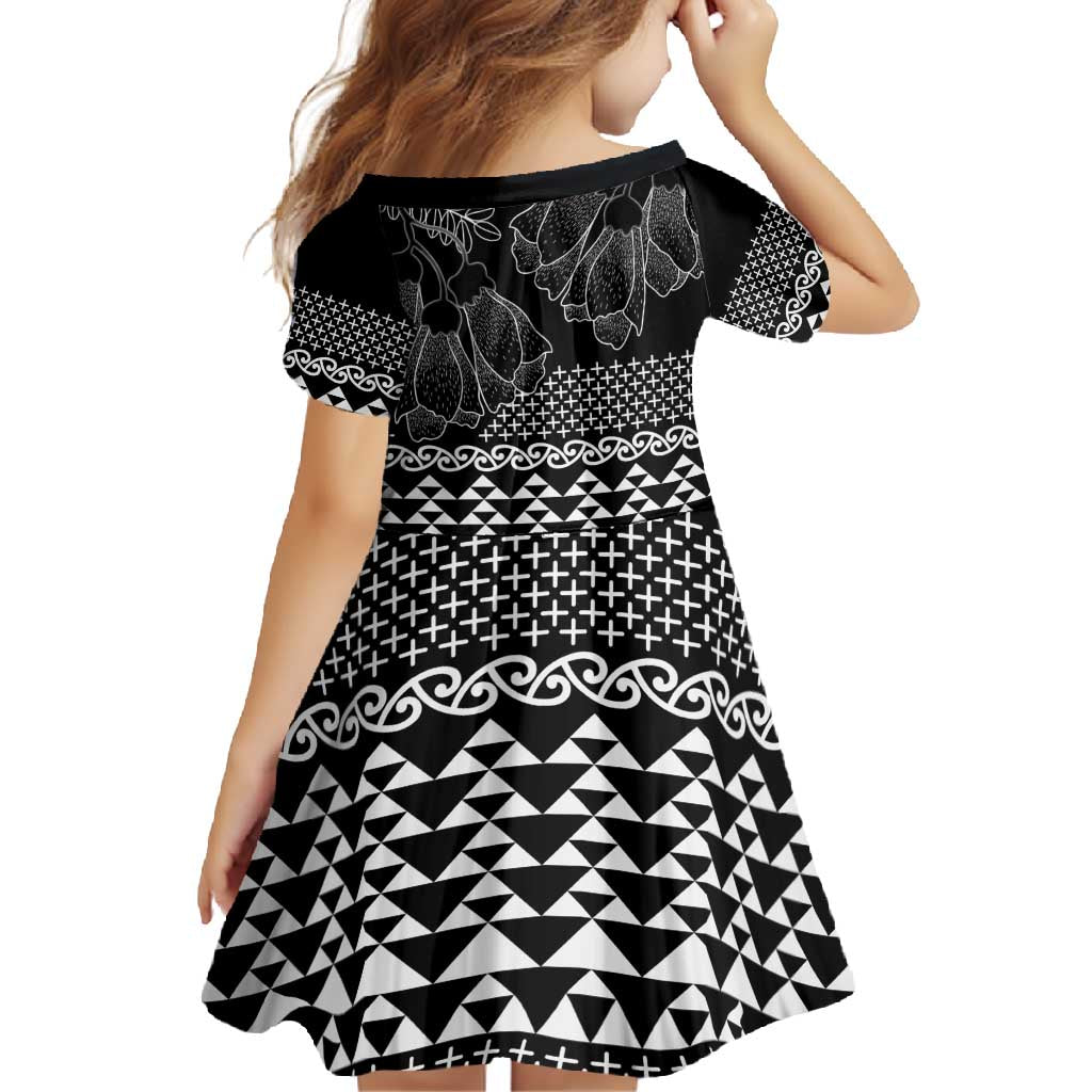 Black Taniko Kowhaiwhai Tukutuku Motif Family Matching Mermaid Dress and Hawaiian Shirt LT9 - Polynesian Pride