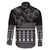 Black Taniko Kowhaiwhai Tukutuku Motif Family Matching Mermaid Dress and Hawaiian Shirt