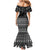 Black Taniko Kowhaiwhai Tukutuku Motif Family Matching Mermaid Dress and Hawaiian Shirt
