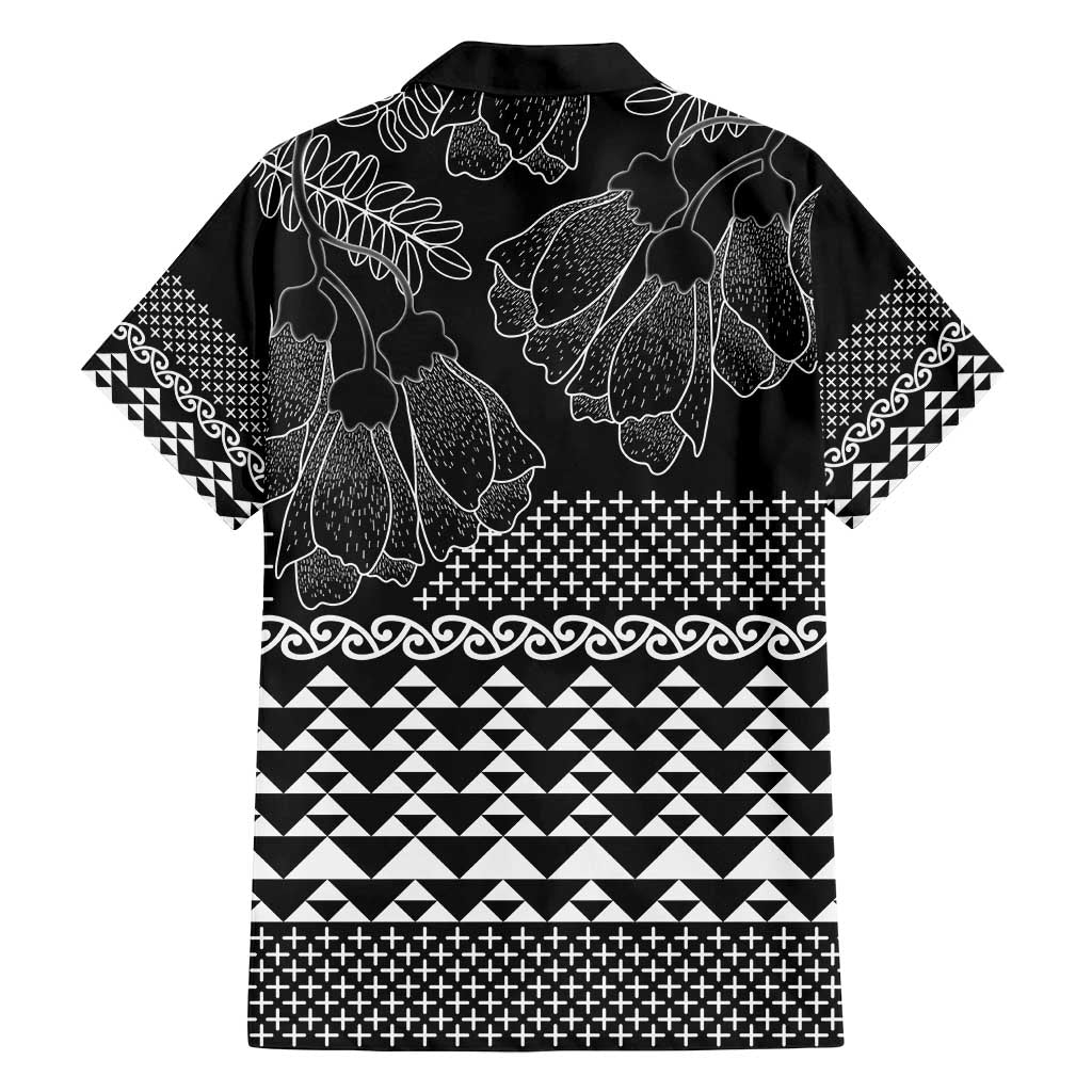 Black Taniko Kowhaiwhai Tukutuku Motif Family Matching Off Shoulder Short Dress and Hawaiian Shirt LT9 - Polynesian Pride