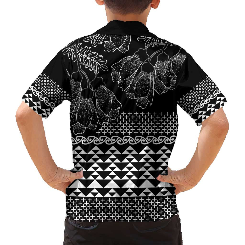 Black Taniko Kowhaiwhai Tukutuku Motif Family Matching Puletasi and Hawaiian Shirt LT9 - Polynesian Pride