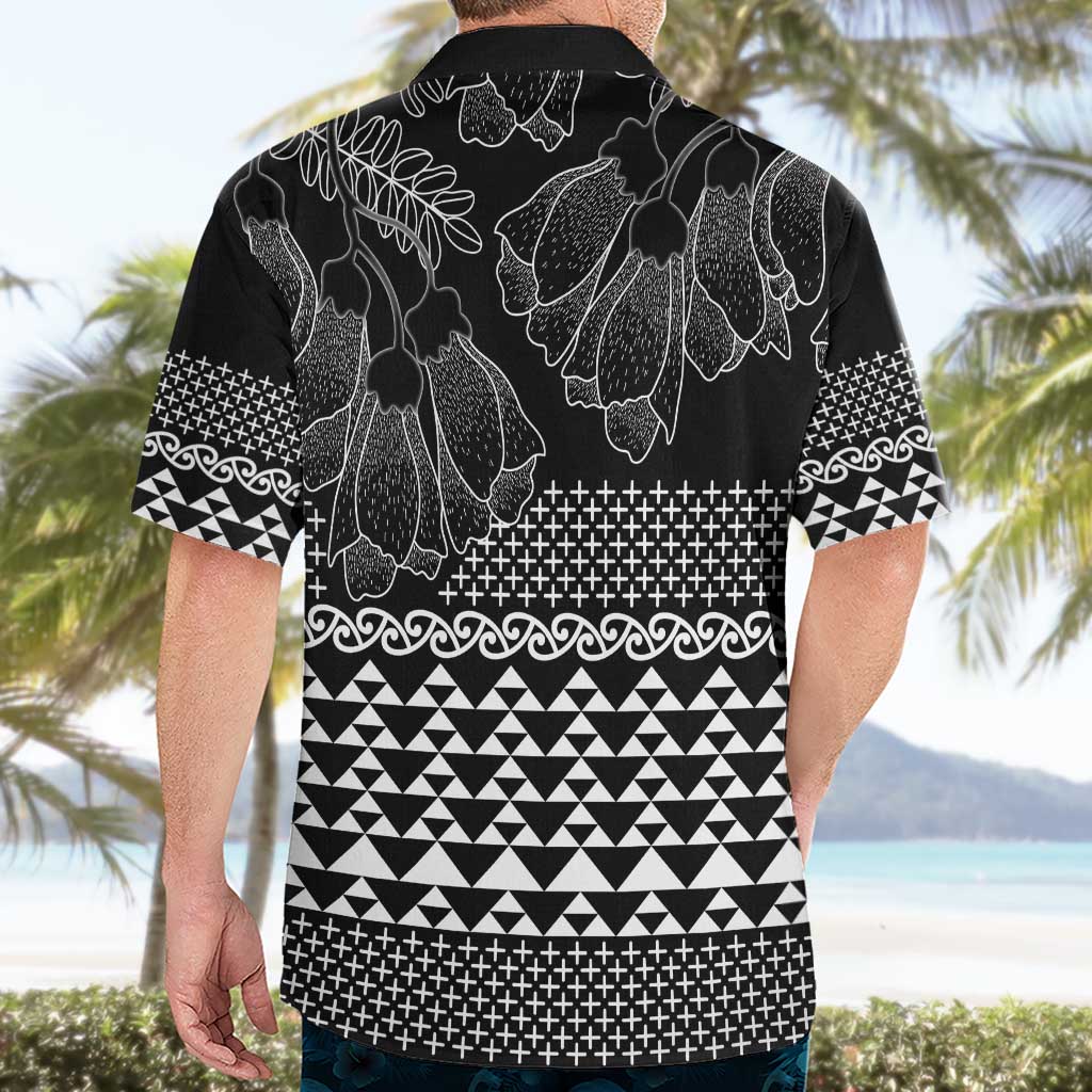 Black Taniko Kowhaiwhai Tukutuku Motif Hawaiian Shirt