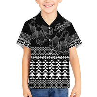 Black Taniko Kowhaiwhai Tukutuku Motif Hawaiian Shirt