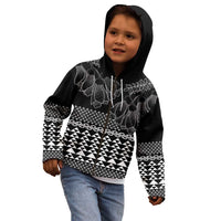 Black Taniko Kowhaiwhai Tukutuku Motif Kid Hoodie