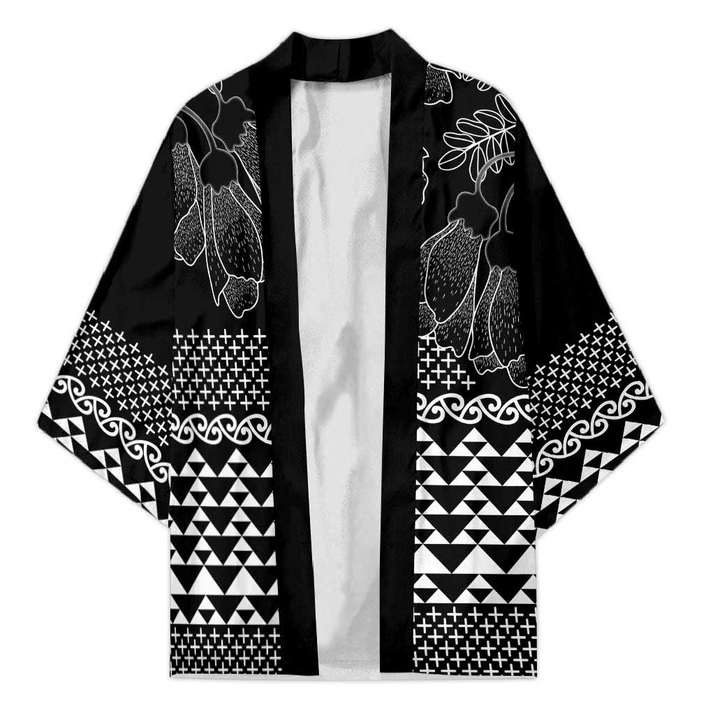 Black Taniko Kowhaiwhai Tukutuku Motif Kimono - Polynesian Pride