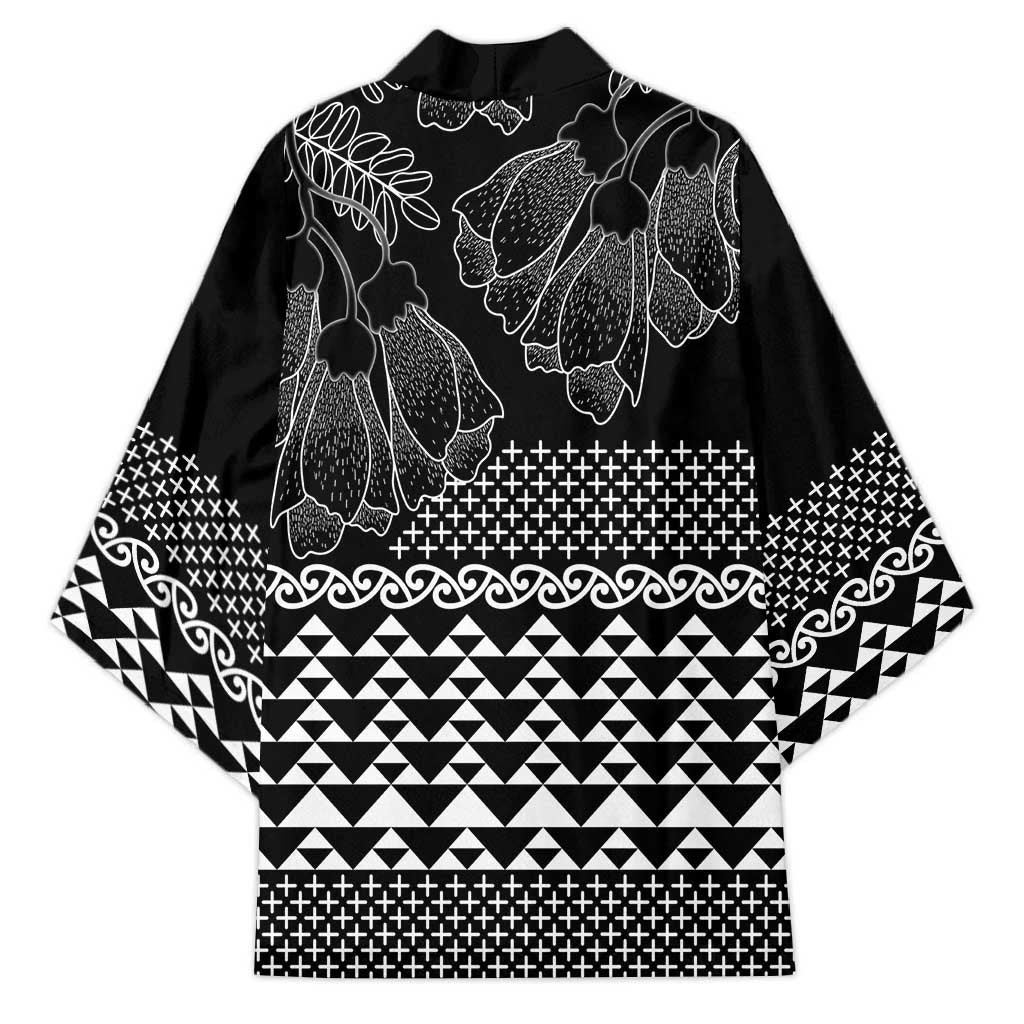 Black Taniko Kowhaiwhai Tukutuku Motif Kimono - Polynesian Pride