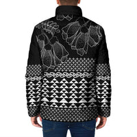 Black Taniko Kowhaiwhai Tukutuku Motif Padded Jacket - Polynesian Pride