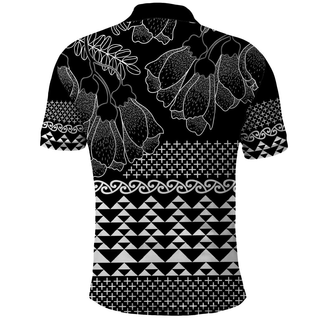 Black Taniko Kowhaiwhai Tukutuku Motif Polo Shirt
