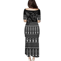 Black Taniko Kowhaiwhai Tukutuku Motif Puletasi