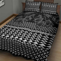 Black Taniko Kowhaiwhai Tukutuku Motif Quilt Bed Set
