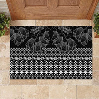 Black Taniko Kowhaiwhai Tukutuku Motif Rubber Doormat