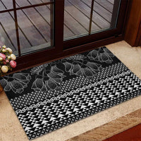 Black Taniko Kowhaiwhai Tukutuku Motif Rubber Doormat