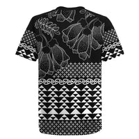 Black Taniko Kowhaiwhai Tukutuku Motif Rugby Jersey