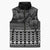 Black Taniko Kowhaiwhai Tukutuku Motif Sleeveless Puffer Jacket - Polynesian Pride