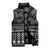 Black Taniko Kowhaiwhai Tukutuku Motif Sleeveless Puffer Jacket - Polynesian Pride
