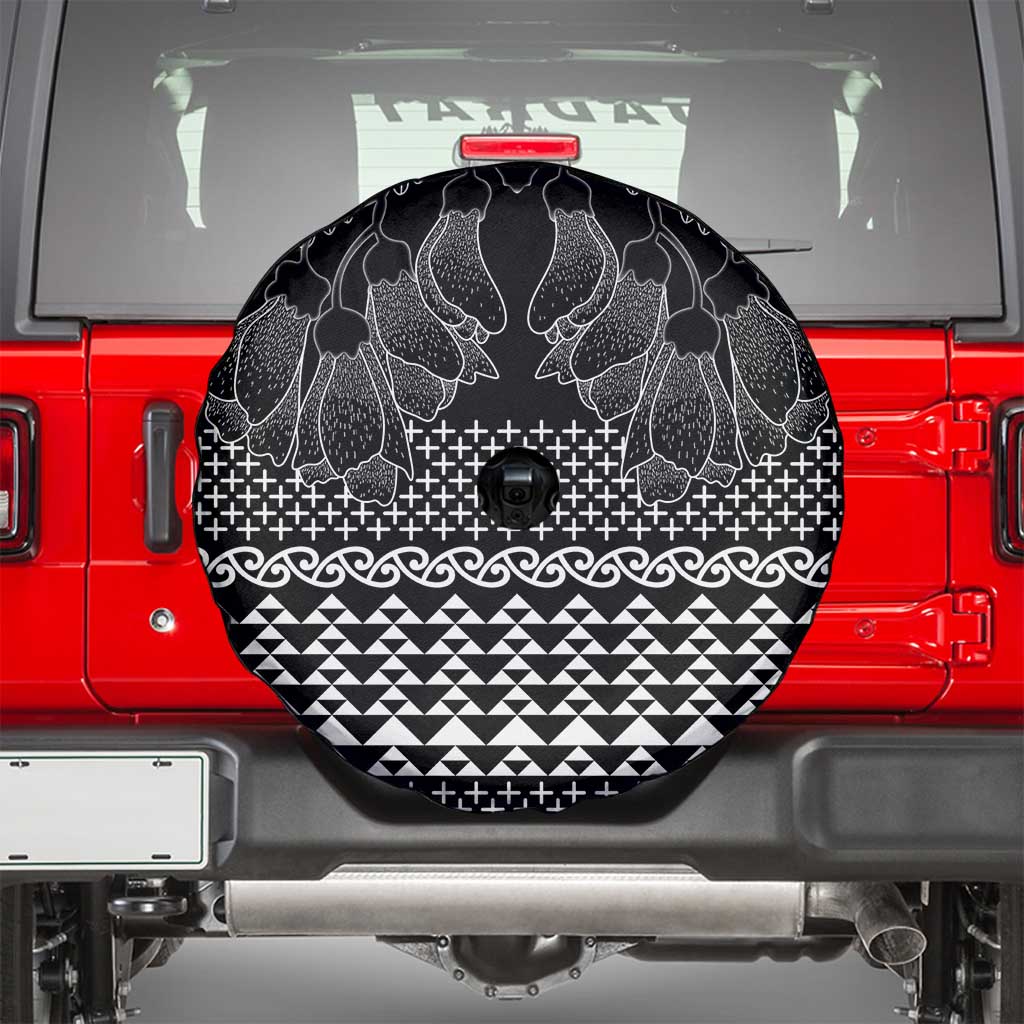 Black Taniko Kowhaiwhai Tukutuku Motif Spare Tire Cover