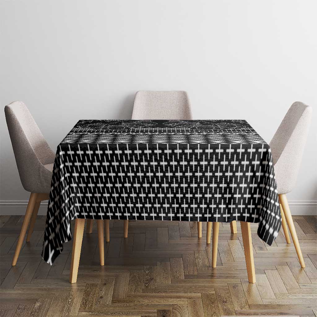 Black Taniko Kowhaiwhai Tukutuku Motif Tablecloth