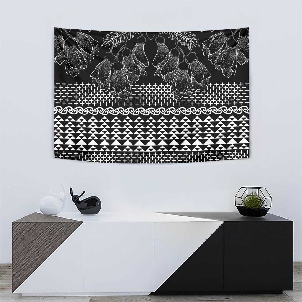 Black Taniko Kowhaiwhai Tukutuku Motif Tapestry