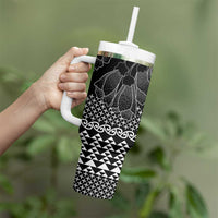 Black Taniko Kowhaiwhai Tukutuku Motif Tumbler With Handle