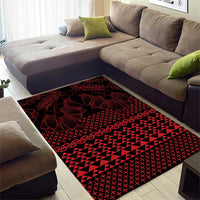 Red Taniko Kowhaiwhai Tukutuku Motif Area Rug