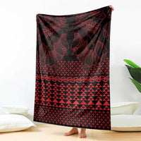Red Taniko Kowhaiwhai Tukutuku Motif Blanket