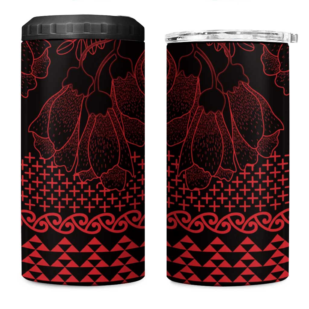 Red Taniko Kowhaiwhai Tukutuku Motif 4 in 1 Can Cooler Tumbler