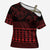 Red Taniko Kowhaiwhai Tukutuku Motif Cross Shoulder Shirt - Polynesian Pride