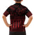 Red Taniko Kowhaiwhai Tukutuku Motif Family Matching Long Sleeve Bodycon Dress and Hawaiian Shirt