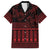 Red Taniko Kowhaiwhai Tukutuku Motif Family Matching Long Sleeve Bodycon Dress and Hawaiian Shirt