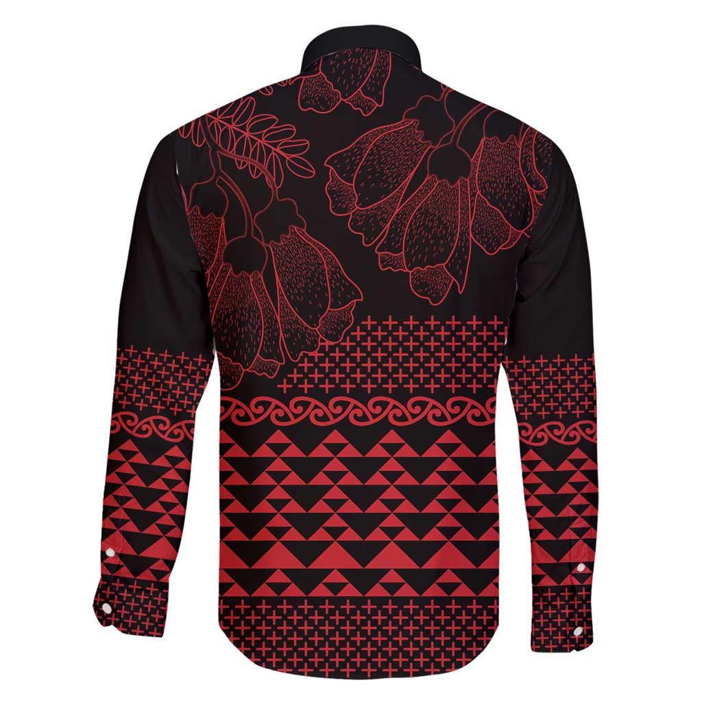 Red Taniko Kowhaiwhai Tukutuku Motif Family Matching Mermaid Dress and Hawaiian Shirt LT9 - Polynesian Pride