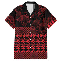 Red Taniko Kowhaiwhai Tukutuku Motif Family Matching Puletasi and Hawaiian Shirt LT9 Dad's Shirt - Short Sleeve Red - Polynesian Pride