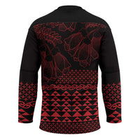 Red Taniko Kowhaiwhai Tukutuku Motif Hockey Jersey - Polynesian Pride