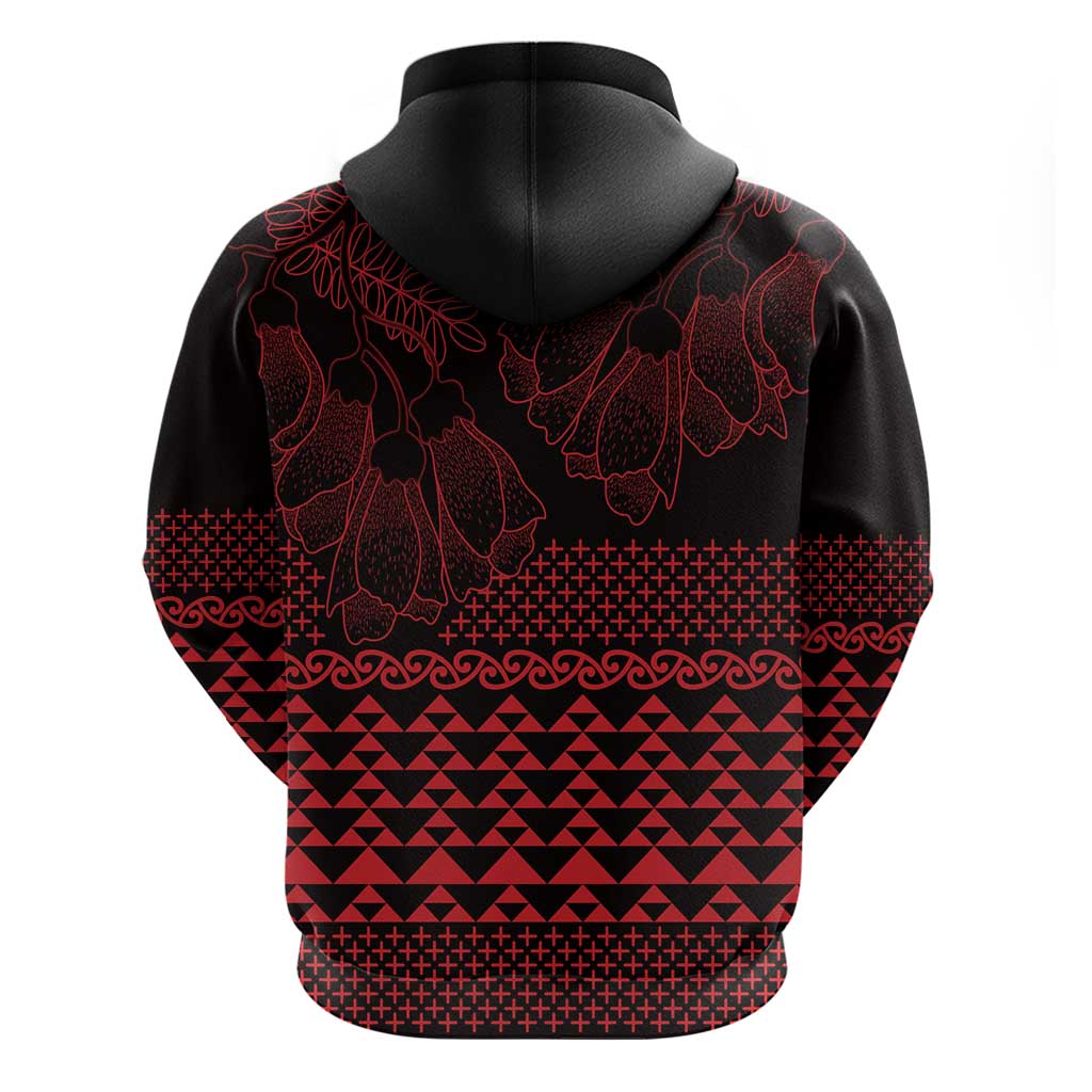 Red Taniko Kowhaiwhai Tukutuku Motif Hoodie