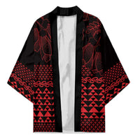 Red Taniko Kowhaiwhai Tukutuku Motif Kimono - Polynesian Pride