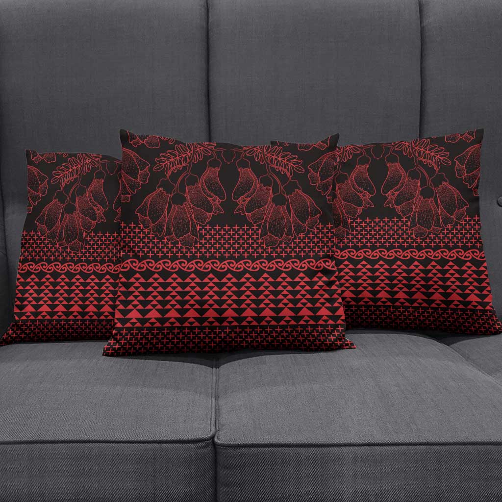 Red Taniko Kowhaiwhai Tukutuku Motif Pillow Cover - Polynesian Pride