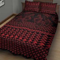 Red Taniko Kowhaiwhai Tukutuku Motif Quilt Bed Set