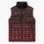 Red Taniko Kowhaiwhai Tukutuku Motif Sleeveless Puffer Jacket - Polynesian Pride